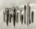 Antique Medical 1800s Pocket Leather Folding Roll Up Surgeons Kit 14 Pc