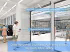 Automatic Frameless Glass Swing Door Open With Wired Metal Touchless Hand Switch