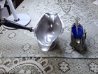 Vtg Hallmarked Silverplate Double Spout Gravy   Metal    Cobalt Swan Salt Cellar