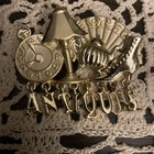 Ajc Gold Tone Antiques Brooch Clock Lamp Shoe Pin