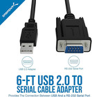 Sabrent Usb 2 0 To Serial  9-pin  Db-9 Rs-232 Adapter Cable 6ft Cable  ftdi Chip
