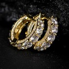 Men s Fully Iced Yellow Gold Plated Sterling Silver Cz Big Stone Hoop Earrings