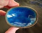 Vintage Blue Guilloche Enamel Openwork Oval Salt Cellar small Bowl vide Poche