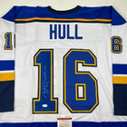 Autographed signed Brett Hull St  Louis White Hockey Jersey Jsa Coa