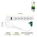 6 Outlet Surge Protector With 3 Ft  Heavy Duty Cord White