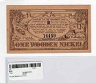 1938 Wooden Nickel Red 150th Anniversary Opening Of Northwest Territory