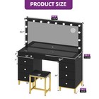 Vanity Makeup Table Set Dressing Desk With 14 Led Lighted Mirror 8 Drawers Black
