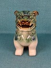 1970s Mid-century Ceramic Asian Foo Dog Guardian Statue 7  Tall Green   Blue