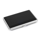 New Plain Black Leather Metal Cigarette Case Holds 14 Cigarettes For 