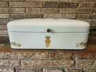 Vintage Antique Bread Box Bin Enamel Enamelware Dutch Large Flowers