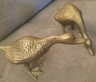 Pair Of Vintage Detailed Bronze Duck Sculptures Solid Made In Korea