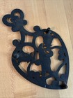 Vintage Cast Iron Footed Handle Flower Trivet Heart Bird Tulip 5x8