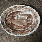 J  g Meakin  -american Legend Brown- 12  Ironstone Oval Serving Platter  Vtg Vgc