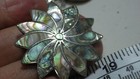 Vintage Sterling Silver Icm Mexico Abalone Necklace Pendant   Pin Brooch 1 7 16