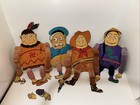 Rare Vintage Lot Of 10 Paper  Puppets Hand Made With Accordion Legs