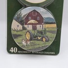 John Deere Beverage Coasters Set 40 Tractor Barn Collie Deer Logo New