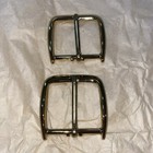 2 Lot Vintage Belt Buckle Fits 1 75    Basic Polished Brass Gold Made In Usa Nos