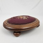 Antique Needlepoint Foot Stool Ottoman Walnut French Victorian Vtg