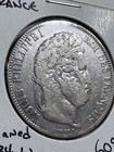 1834-w France 5 Francs Large Silver Coin Cleaned
