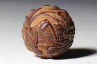 Japanese Antique Ojime Tsuicha Lacquer Gilt Chrysanthemum Cricket Edo 1603   1868 