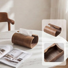 Natural Wood Tissue Box Organizer Handcrafted Rustic Wooden Napkin Holder Decor