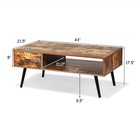 Retro Coffee Table Mid Century Modern Living Room Furniture W open Storage Shelf