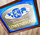 Vintage Lowenbrau Beer Wood Framed Bar Sign Mirror 26    X 22    Usa