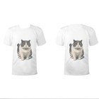 Custom Cat Tee     Gray white black Cotton personalized Pet Portrait s-3xl