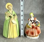 Vtg Ceramic Victorian Southern Belle 7 5    Planter   Flower Girl 5 5    Figurine