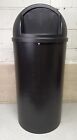 Rubbermaid Fg817088bla 25 Gal Plastic Round Trash Can Black 42  H X 18  Wd dia