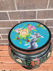 Vintage Ebonized Cloisonne Top Garden Seat 19  Tall