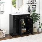 30   Black Bathroom Vanity With Ceramic Sink Combo  Abundant Storage Cabinet