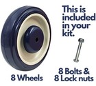 Set Of 8 Wheels   5  Diameter Wheels For Shopping Cart   Nuts And Bolts Included