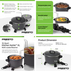 Presto 10 Qt Kitchen Kettle Xl Multi Cooker Steamer Deep Fryer 06009