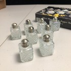 Vintage Mini Personal Salt And Pepper Shakers Clear Glass Silverplate 8 Pcs