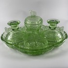 Bagley Glass Dressing Table Set Rutland  Green  5 Piece Set 
