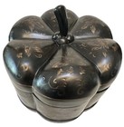 Antique Rare Oriental Melon Tea Caddy Chest Heavy Black Gold Trinket Chinese