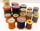 Sewing Thread Lot Of 18 Spools Assorted Wood Vintage
