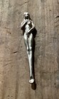 Vintage Sterling Silver Hand Cast Nude Figural Snuff Spoon 8g Tool