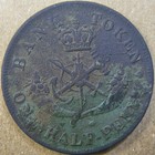 1854 Bank Of Upper Canada One Half Penny - Corroded - Granular Surface