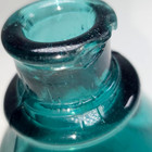 1800s Applied Top Ink Bottle Conical Cone Teal Blue Green Blown Glass Inkwell