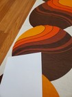Awesome Rare Vintage Mid Century Retro 70s Org Brn Swirl Spheres Fabric  Look 