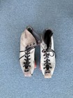 Vntg Riedell Rental Leather Roller Skates Sure-grip Wheels Sz 10 Red Wing Jogger