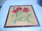 Vtg Framed Needlepoint Floral Bouquet Completed 14 5x14 5