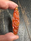 Hand Carved Carnelian Agate Two Cranes Bead  Chinese Crane   Floral Openwork Ca