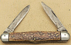 Antique Wester Bros Germany Swell Center Knife Pressed Horn Handles - Used worn