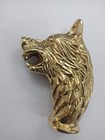 Brass Wolf Head Walking Stick With Brown Wooden Shaft     Animal Design Cane