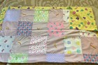 Handmade Vintage Baby Quilt 42x37 Hand Stitched Patchwork Nursery Blanket Euc