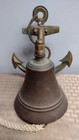 Vintage Brass Nautical Ship s Bell W clapper  Wall Mounted Anchor  Great Patina