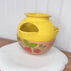Vintage Italy Terra-cotta Strawberry  Succulent Pot Planter Hand Painted Yellow